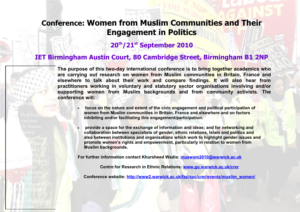 Conference: Women from Muslim Communities and Their