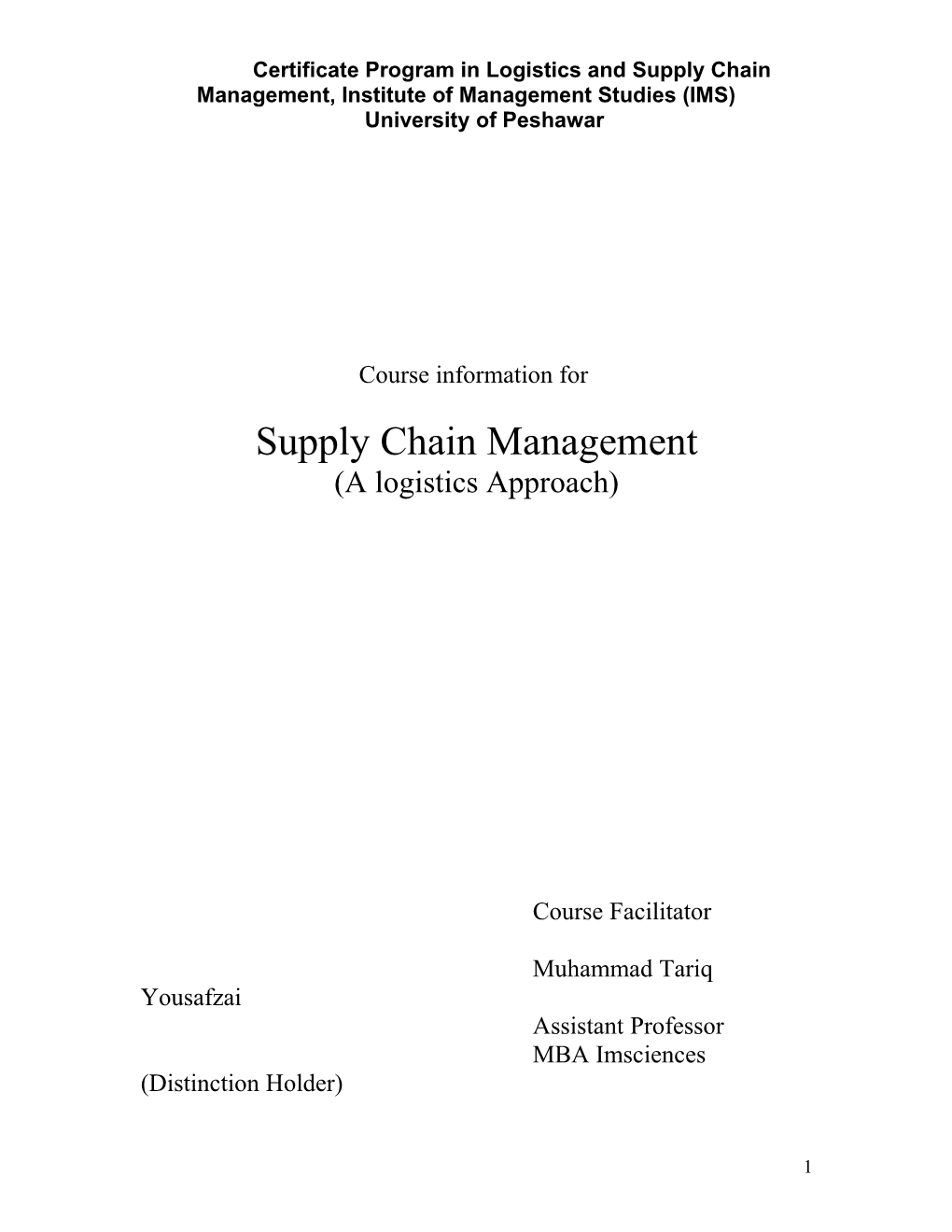 Logistics And Supply Chain Management University Of Peshawar Pakistan
