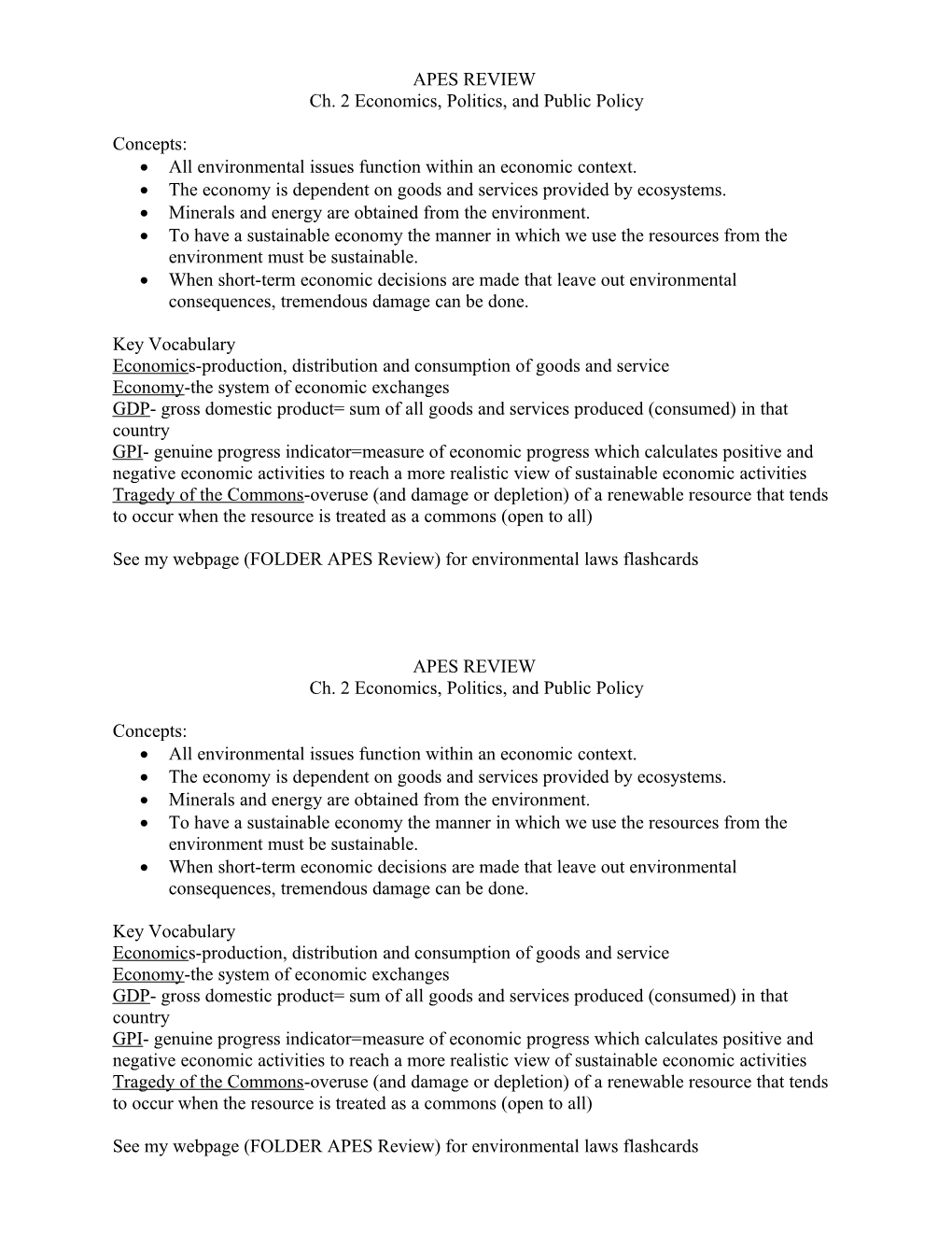 Ch. 2 Economics, Politics, and Public Policy