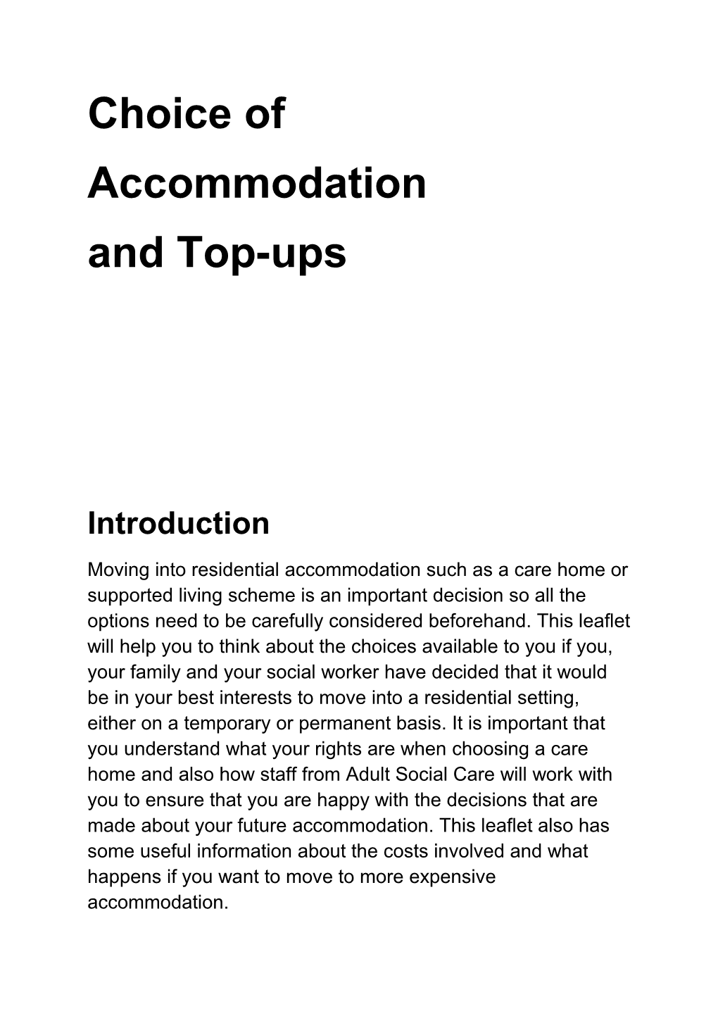 Type of Accommodation