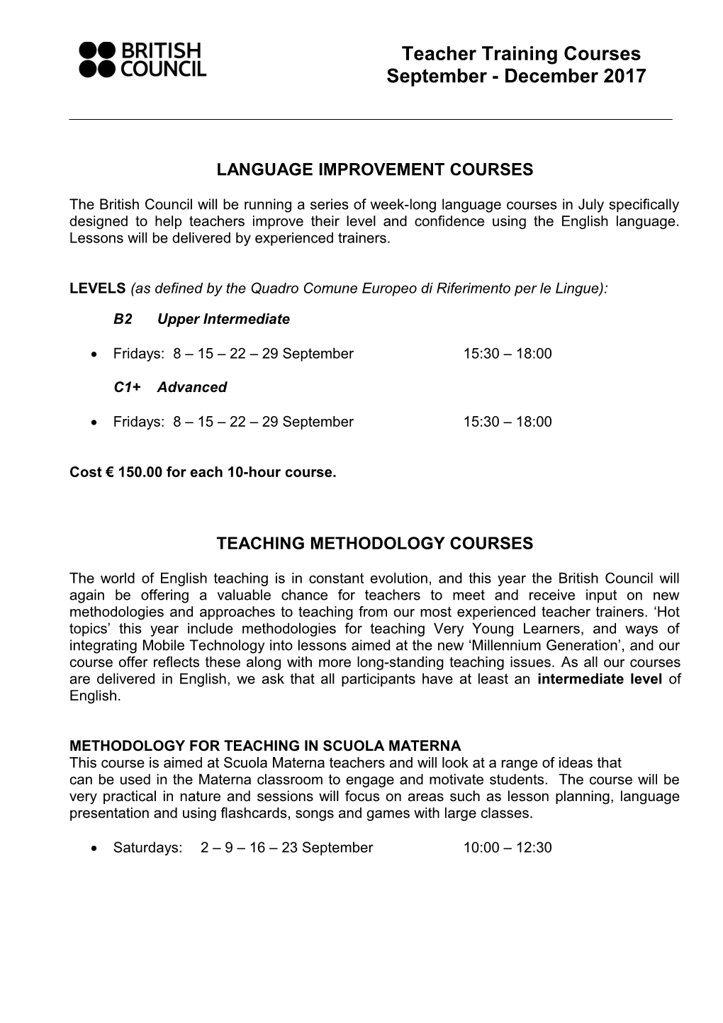 Language Improvement Courses