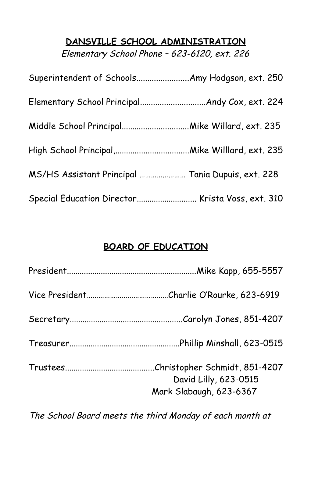 Dansville Elementary School Guidelines and Student Policies