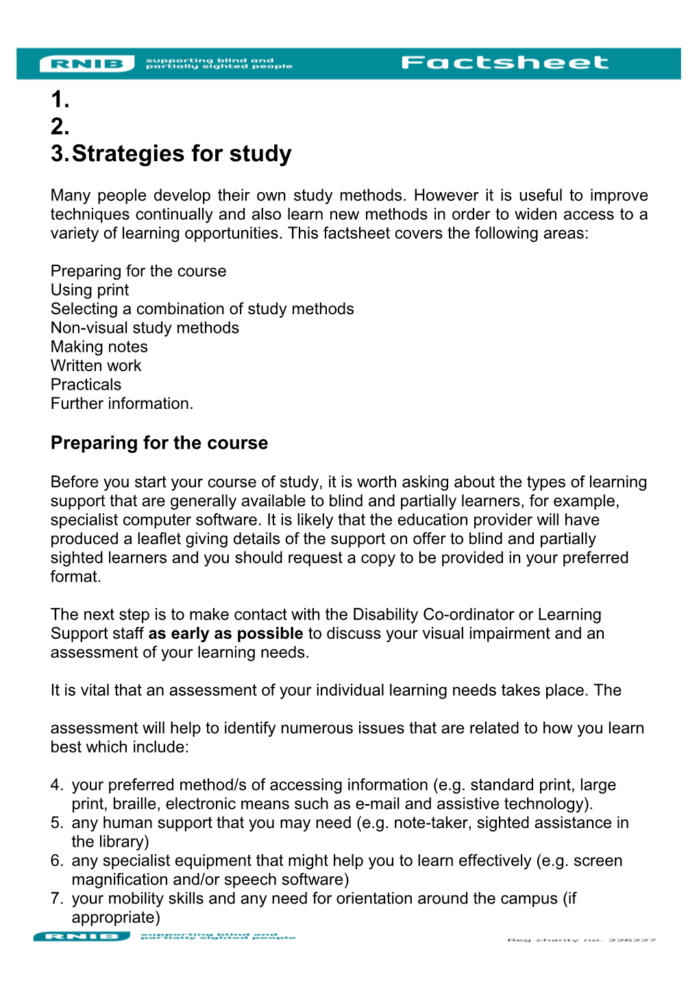 Strategies for Study