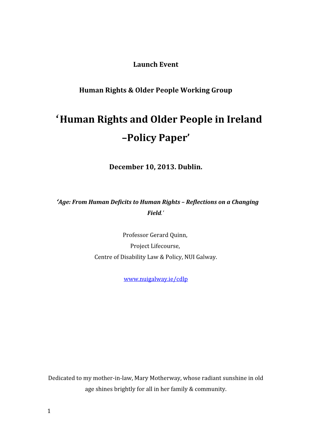 Human Rights & Older People Working Group
