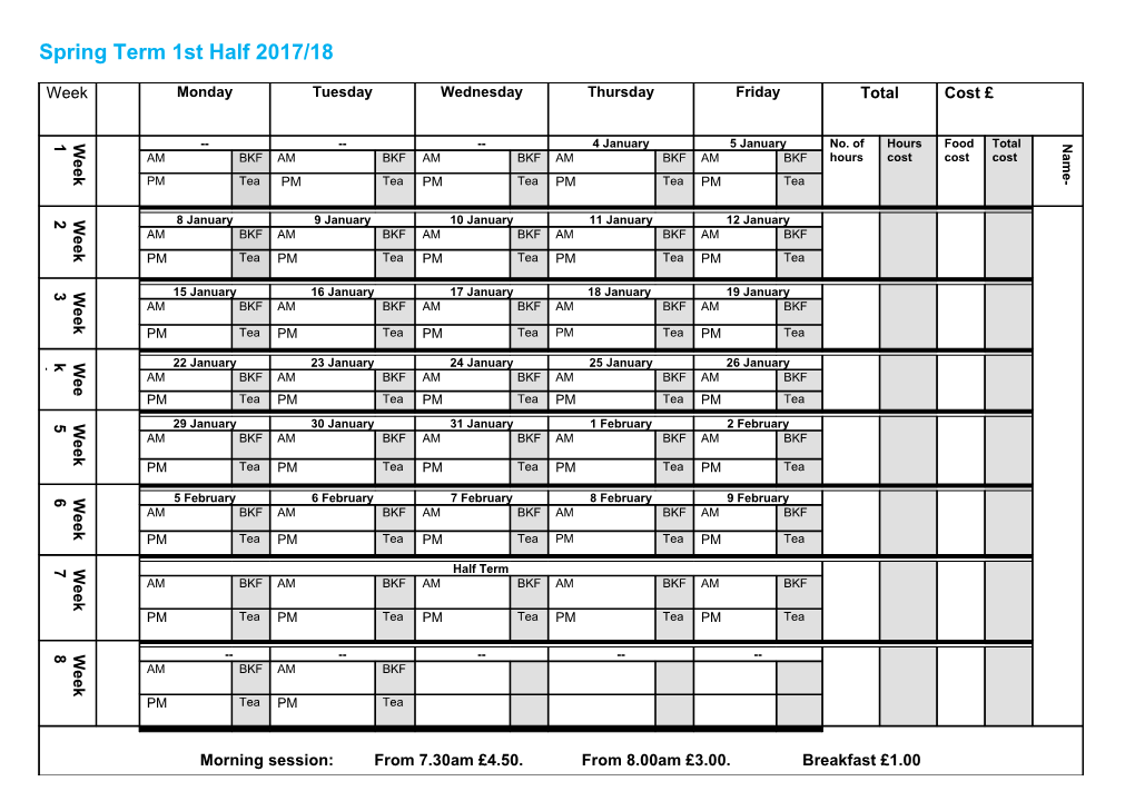 Spring Term 1St Half 2017/18