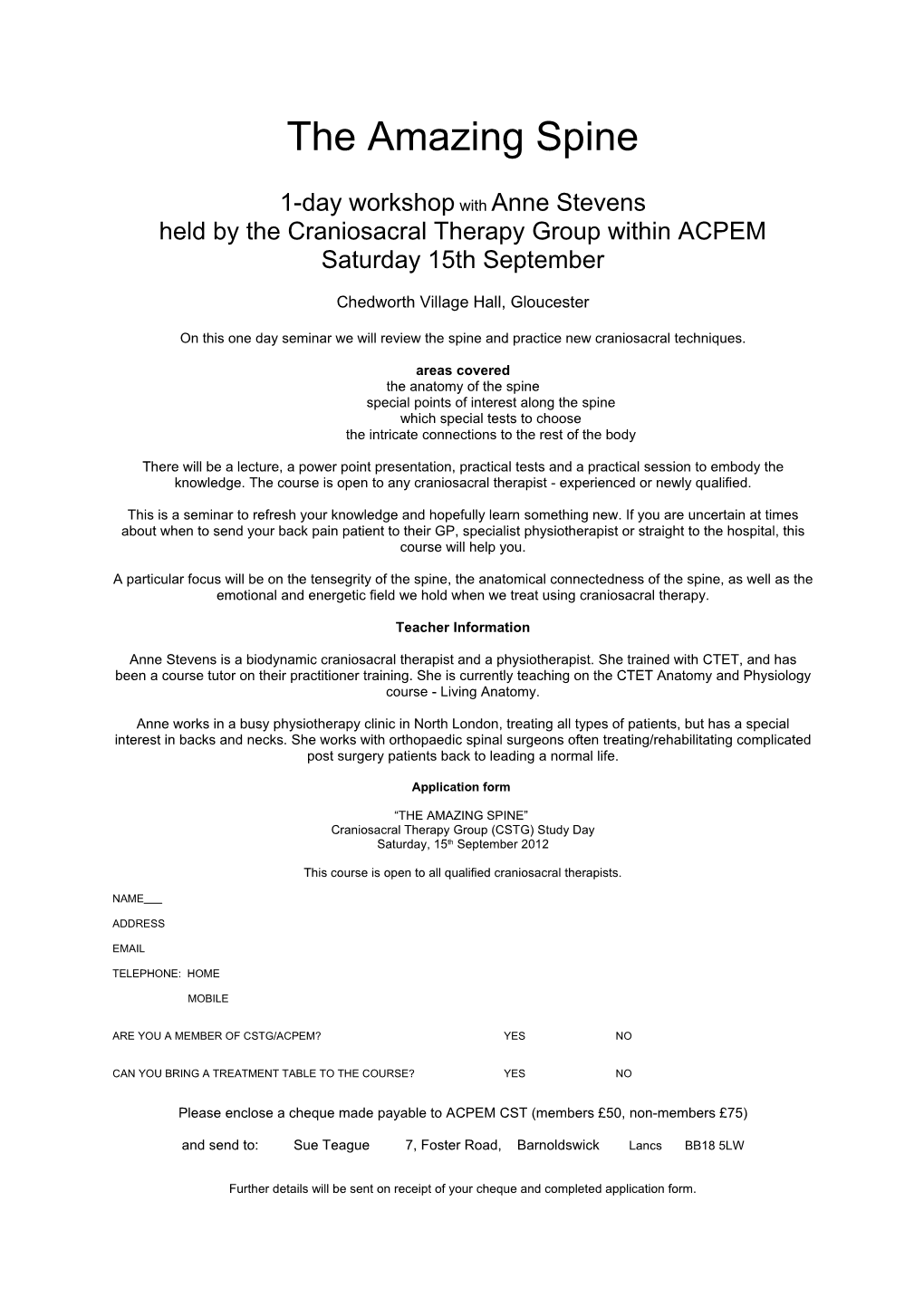 Held by the Craniosacral Therapy Group Within ACPEM