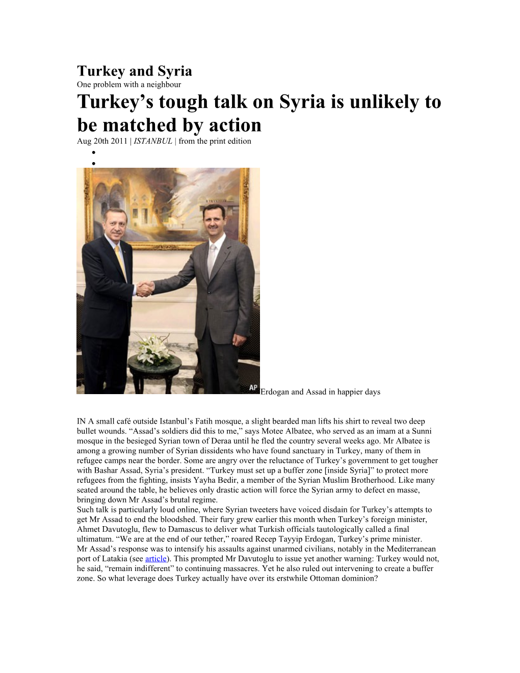 Turkey S Tough Talk on Syria Is Unlikely to Be Matched by Action