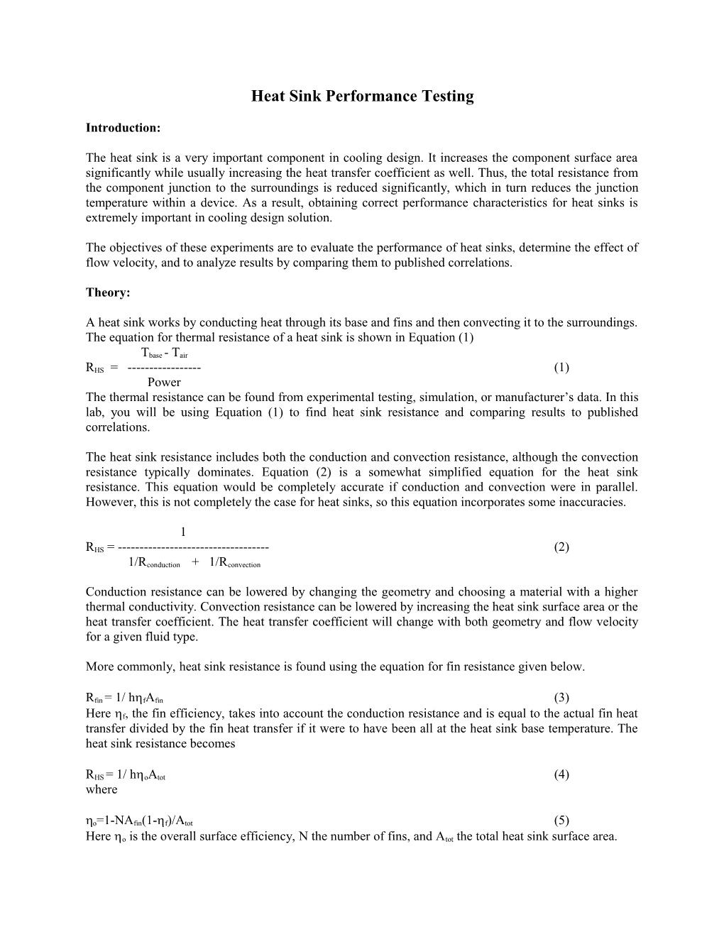 Heat Sink Performance Testing