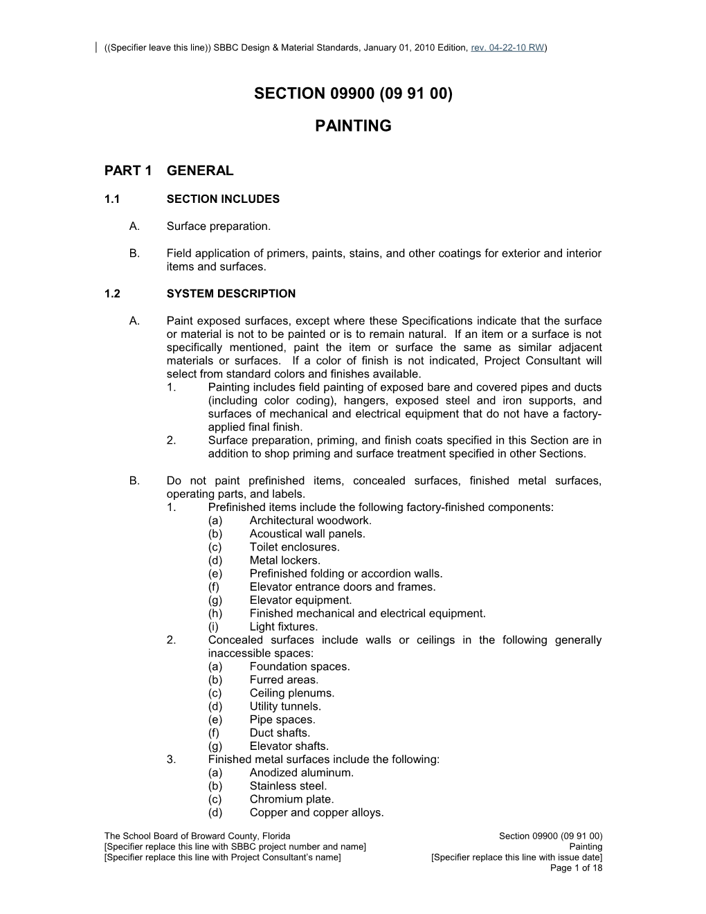 ((Specifier Leave This Line)) SBBC Design & Material Standards, January 01, 2010 Edition s1