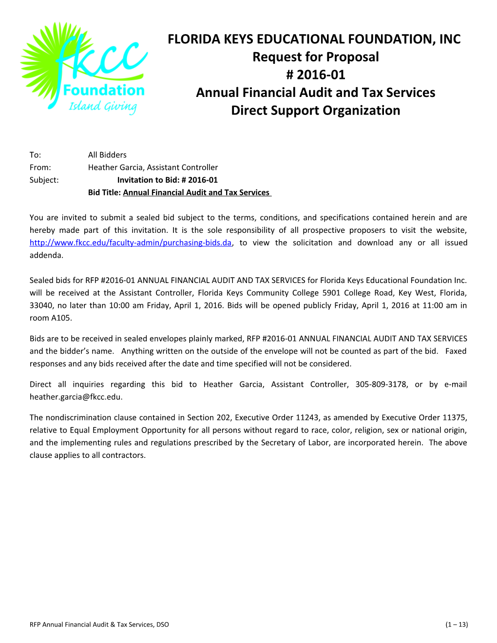 Annual Financial Audit and Tax Services