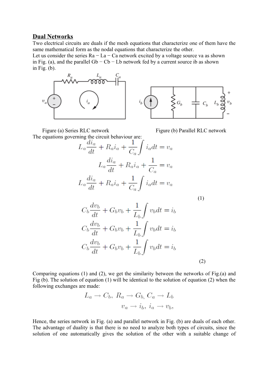 Let Us Consider the Series Ra La Ca Network Excited by a Voltage Source Va As Shown