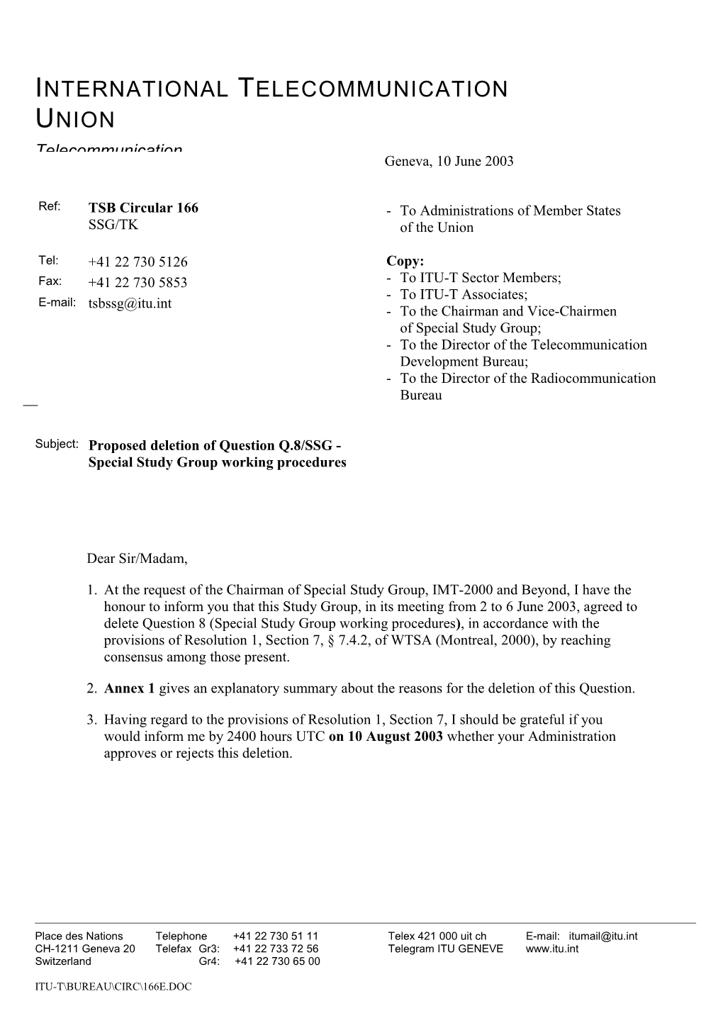 ITU Letterhead Template