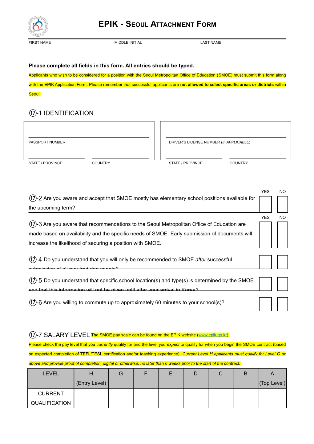 Please Complete All Fields in This Form. All Entries Should Be Typed