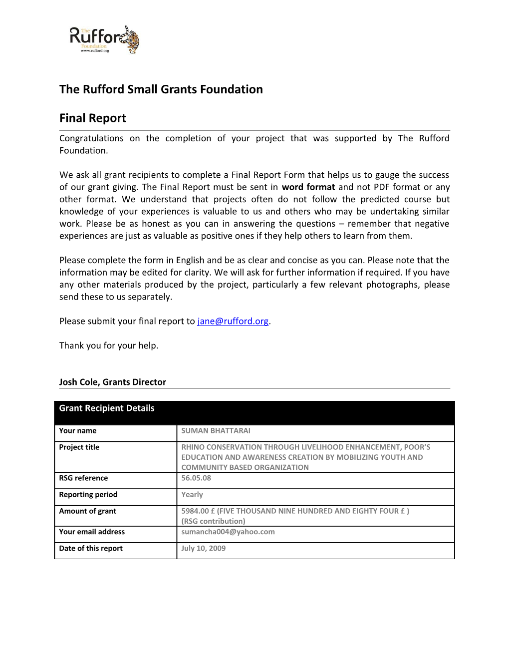 The Rufford Small Grants Foundation s41
