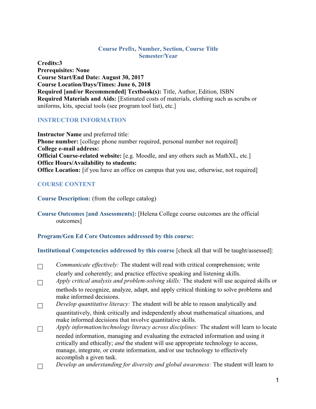 Course Prefix, Number, Section, Course Title s1