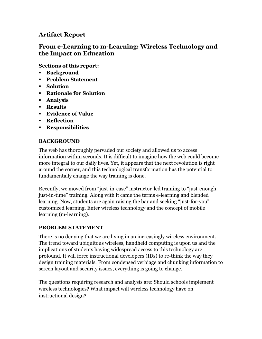From E-Learning to M-Learning: Wireless Technology and the Impact on Education