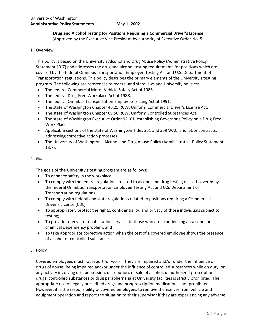 Drug and Alcohol Testing for Positions Requiring a Commercial Driver S License