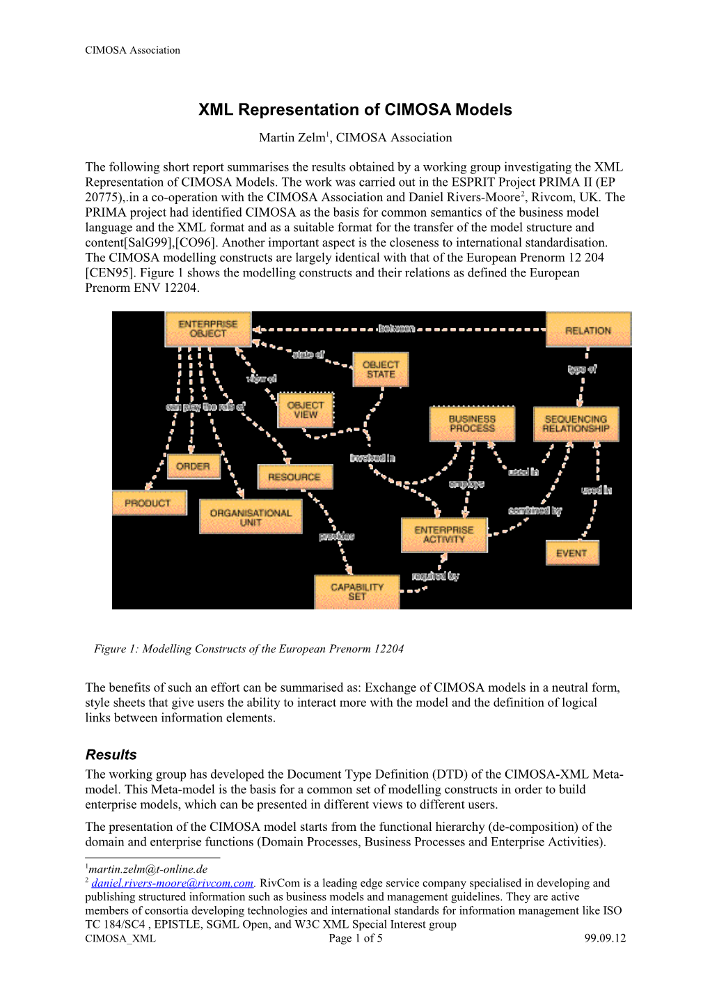 XML Representation of CIMOSA Models