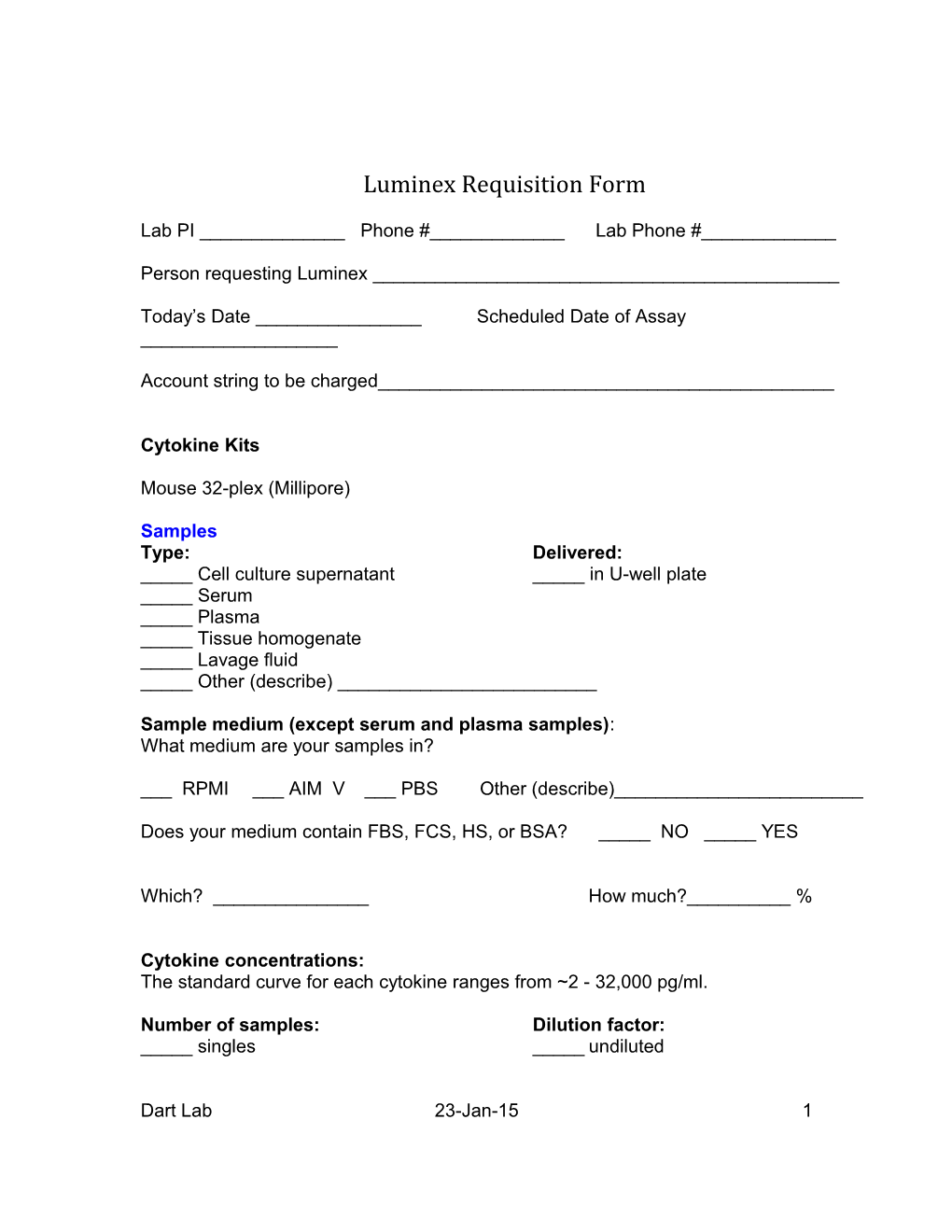 Luminex Requisition Form