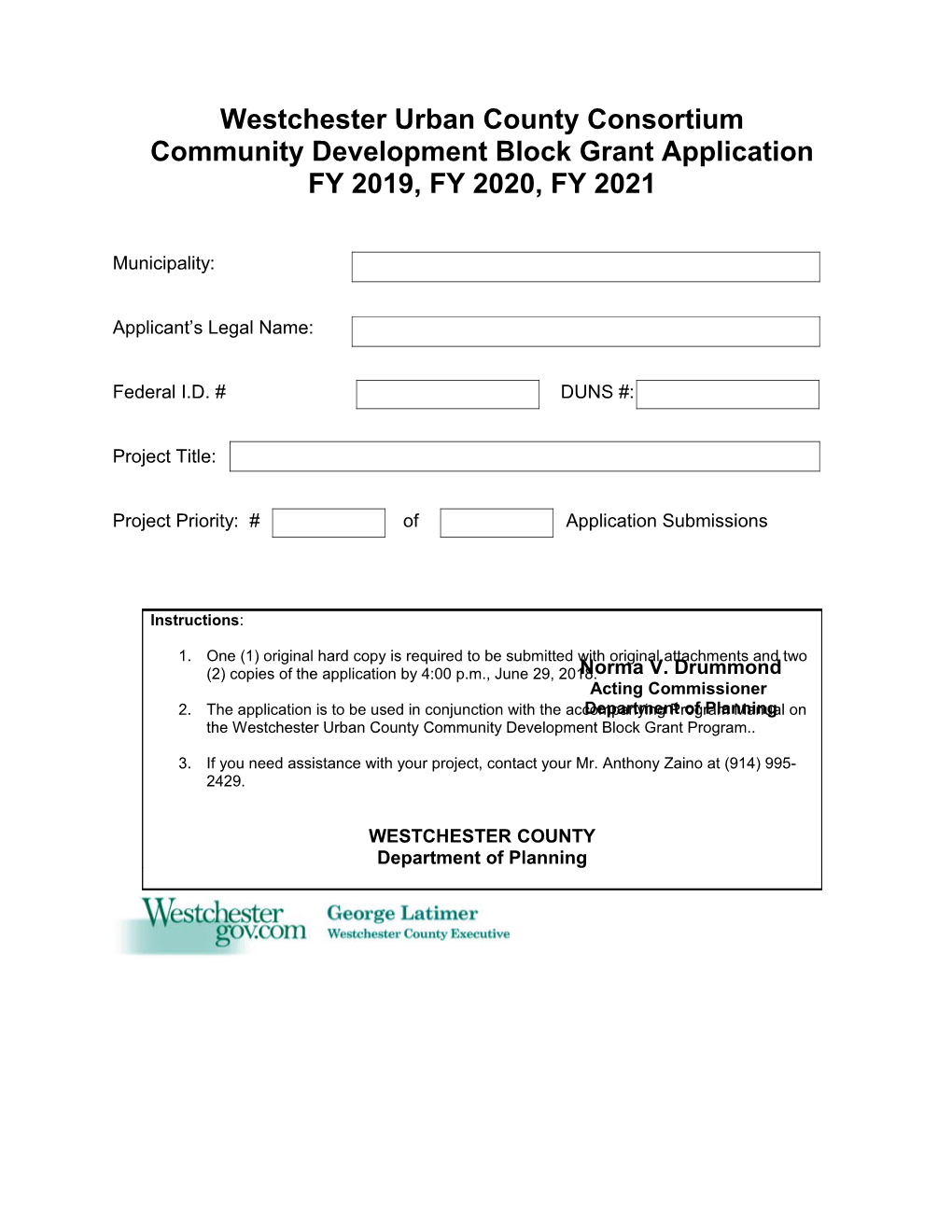 Community Development Block Grant Application