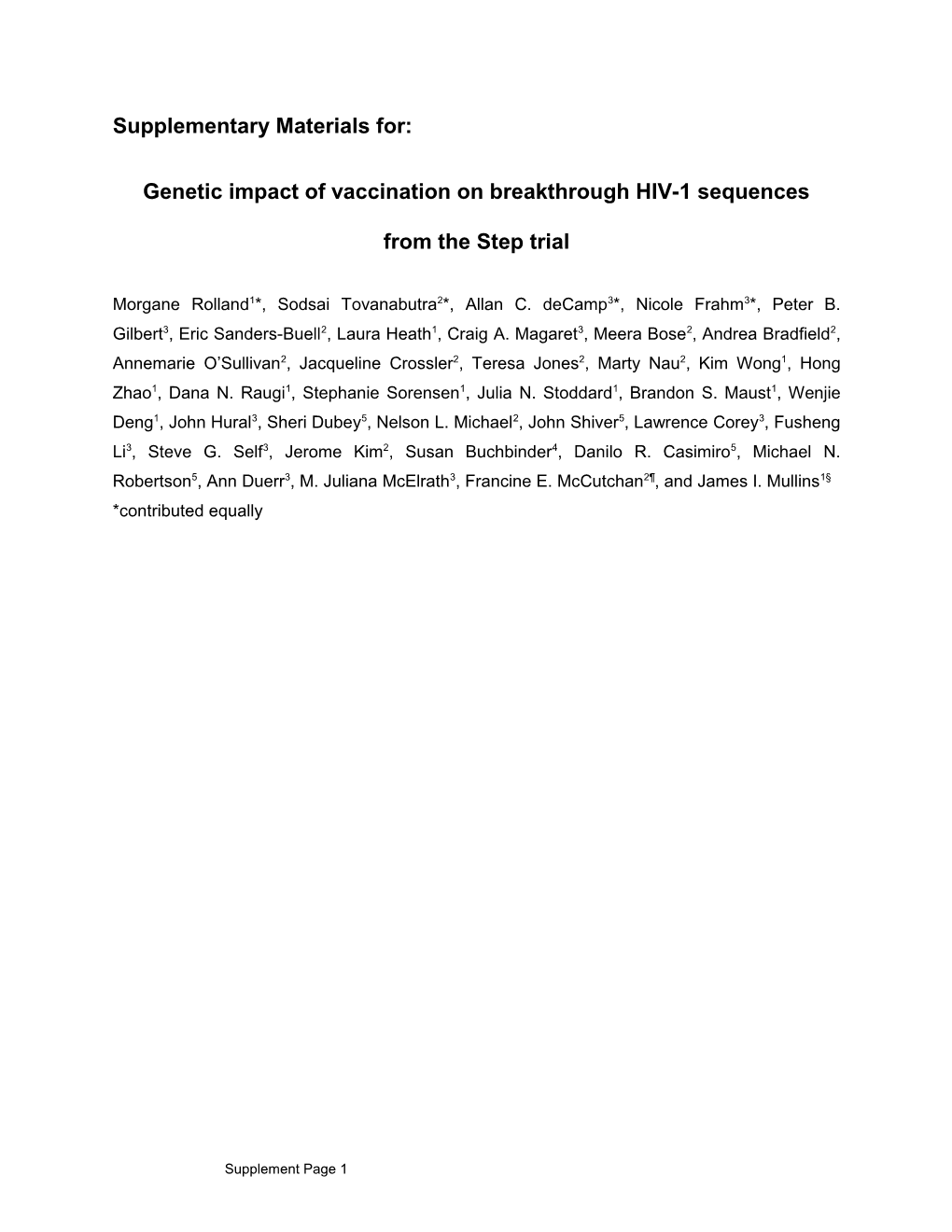 Genetic Impact of Vaccination on Breakthrough HIV-1 Sequences