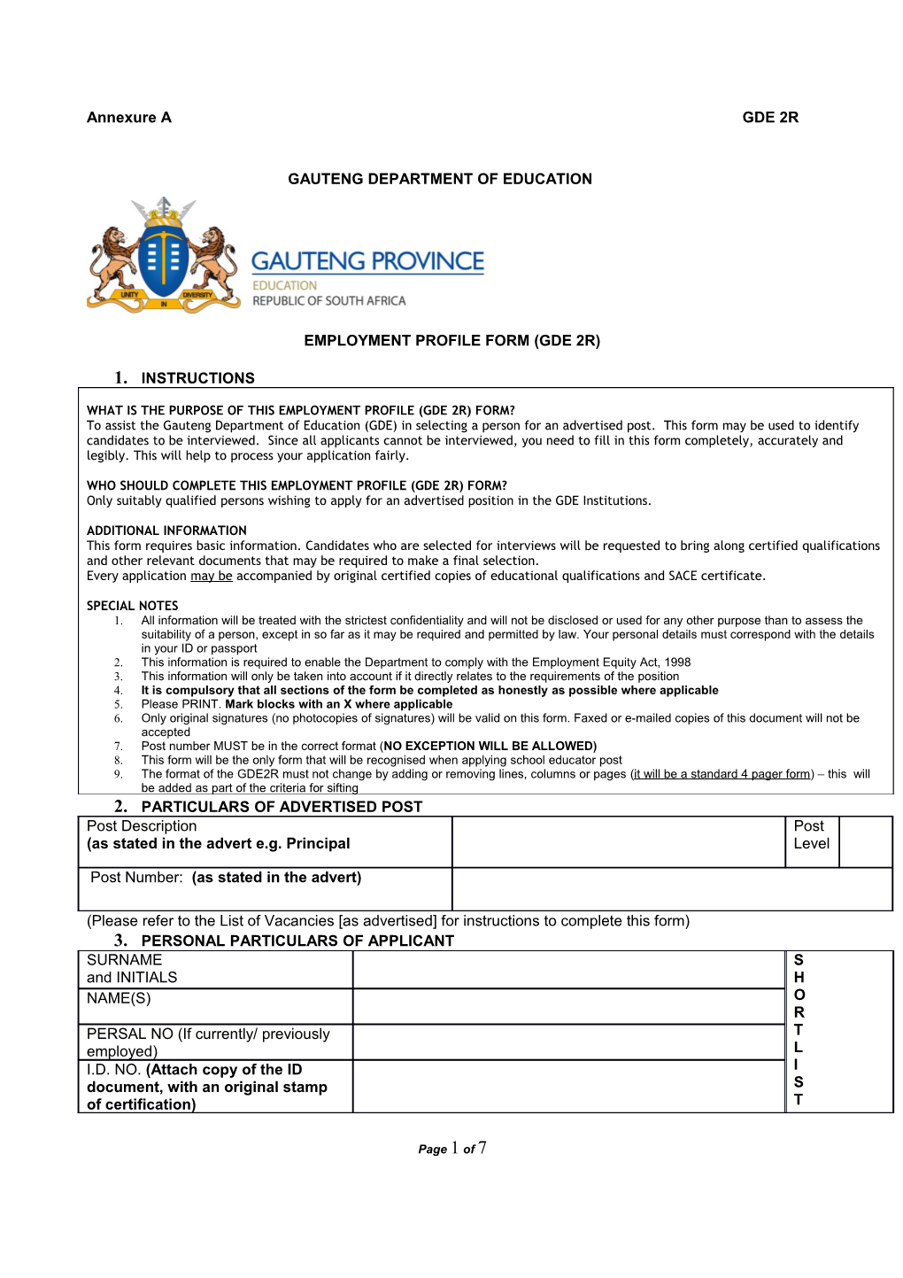 GDE 2R Vacancy Circular 02 Of 2017