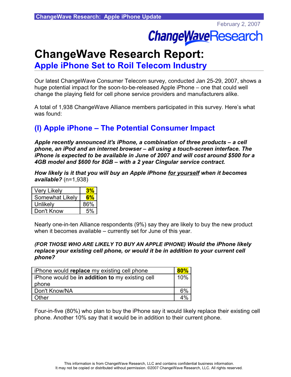 Changewave Research: Apple Iphone Update