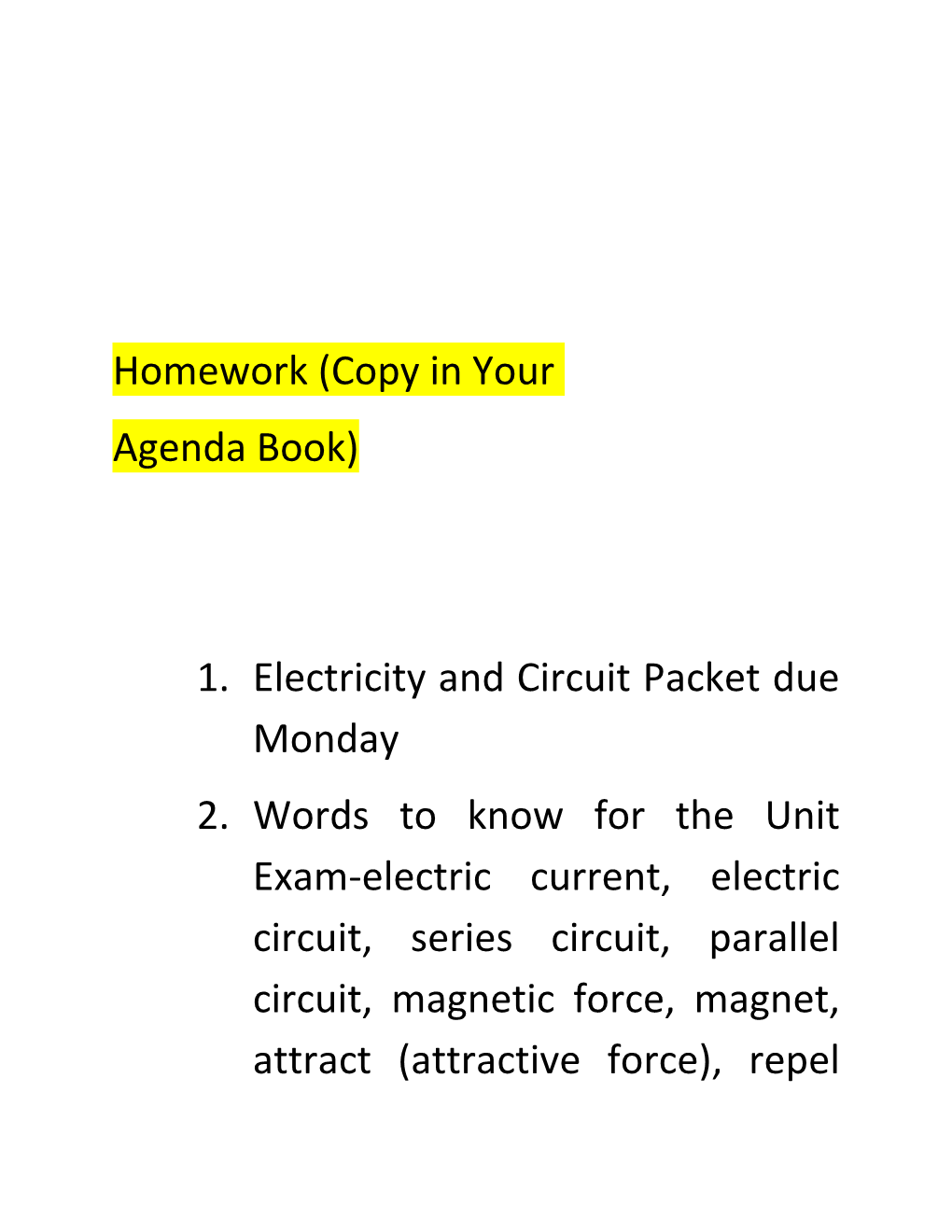 Complete Electromagnetism and Magnet Reading and Questions