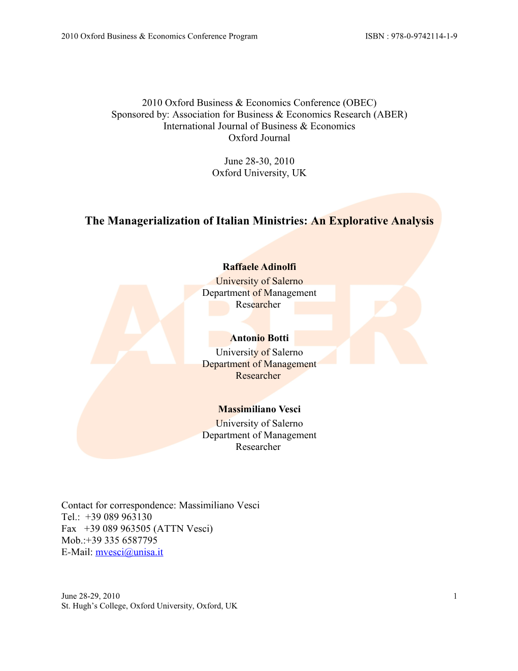 The Managerialization of Italian Ministries: an Explorative Analysis