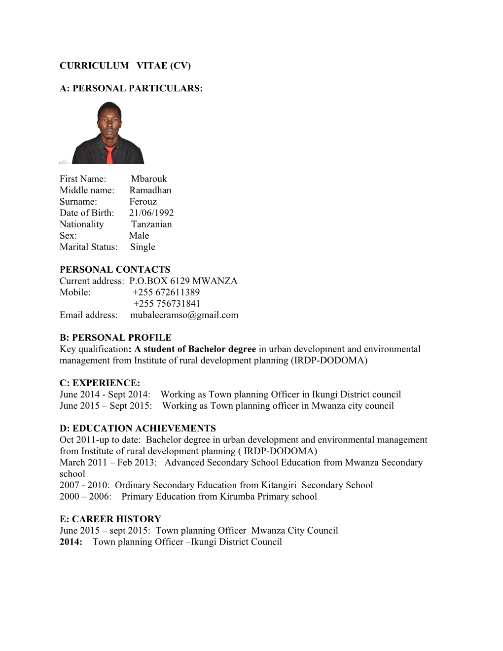 Curriculum Vitae (Cv) s1