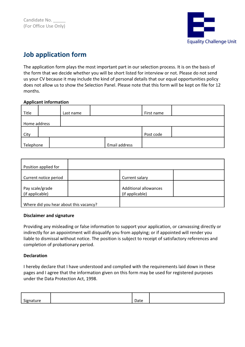 Job Application Form s28