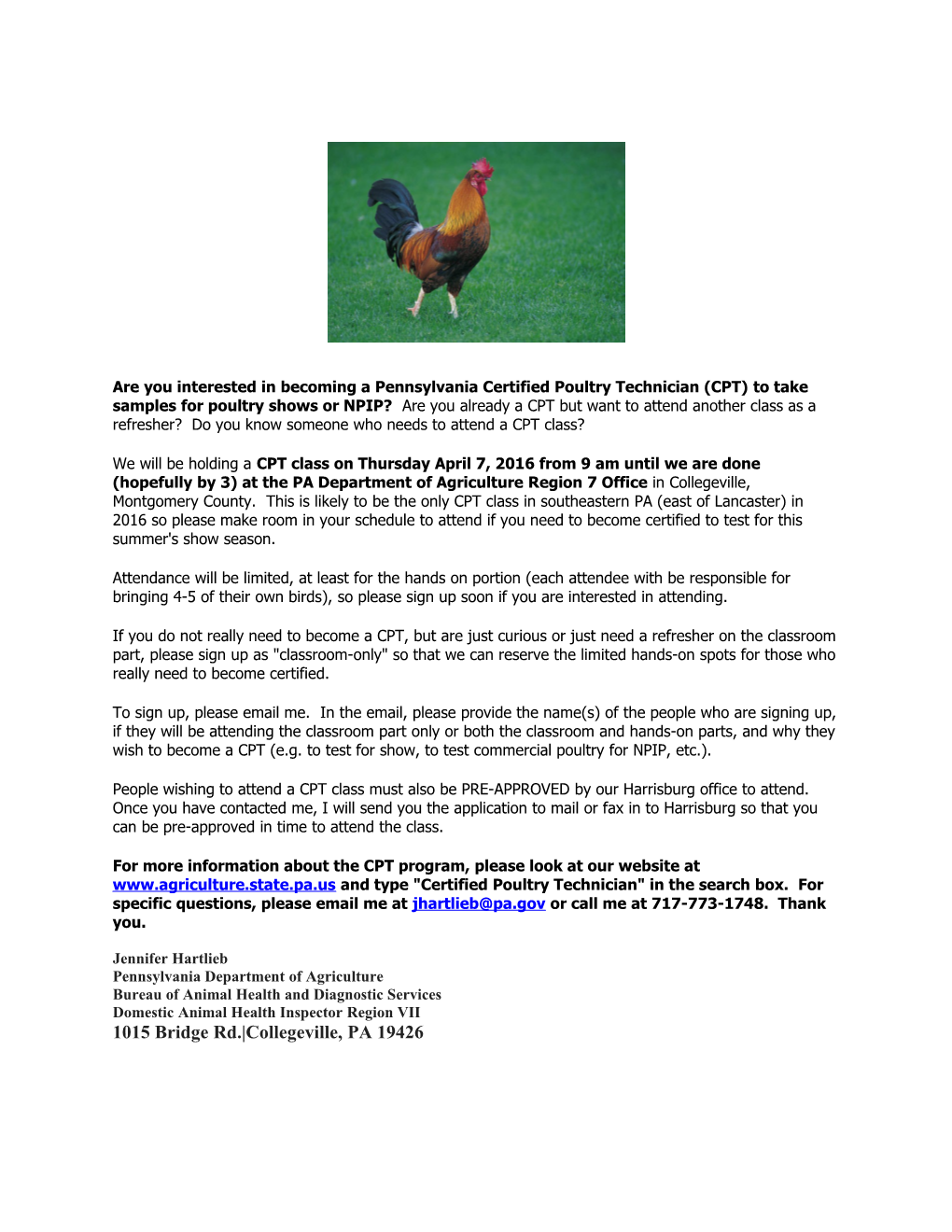 Are You Interested in Becoming a Pennsylvania Certified Poultry Technician (CPT) to Take