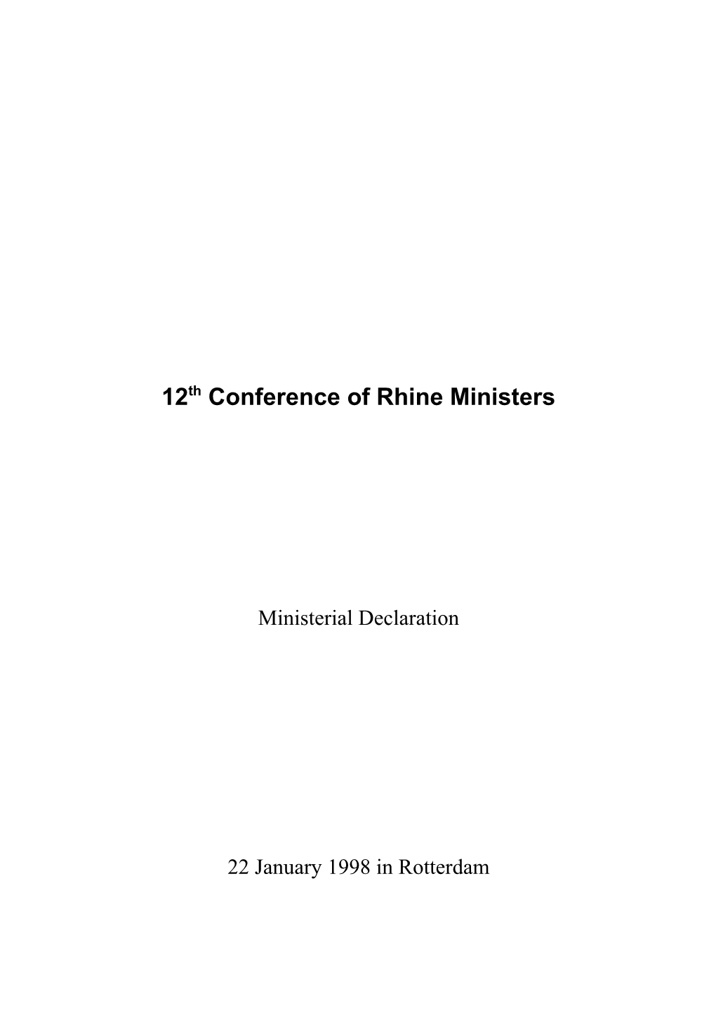 12Th Conference of Rhine Ministers