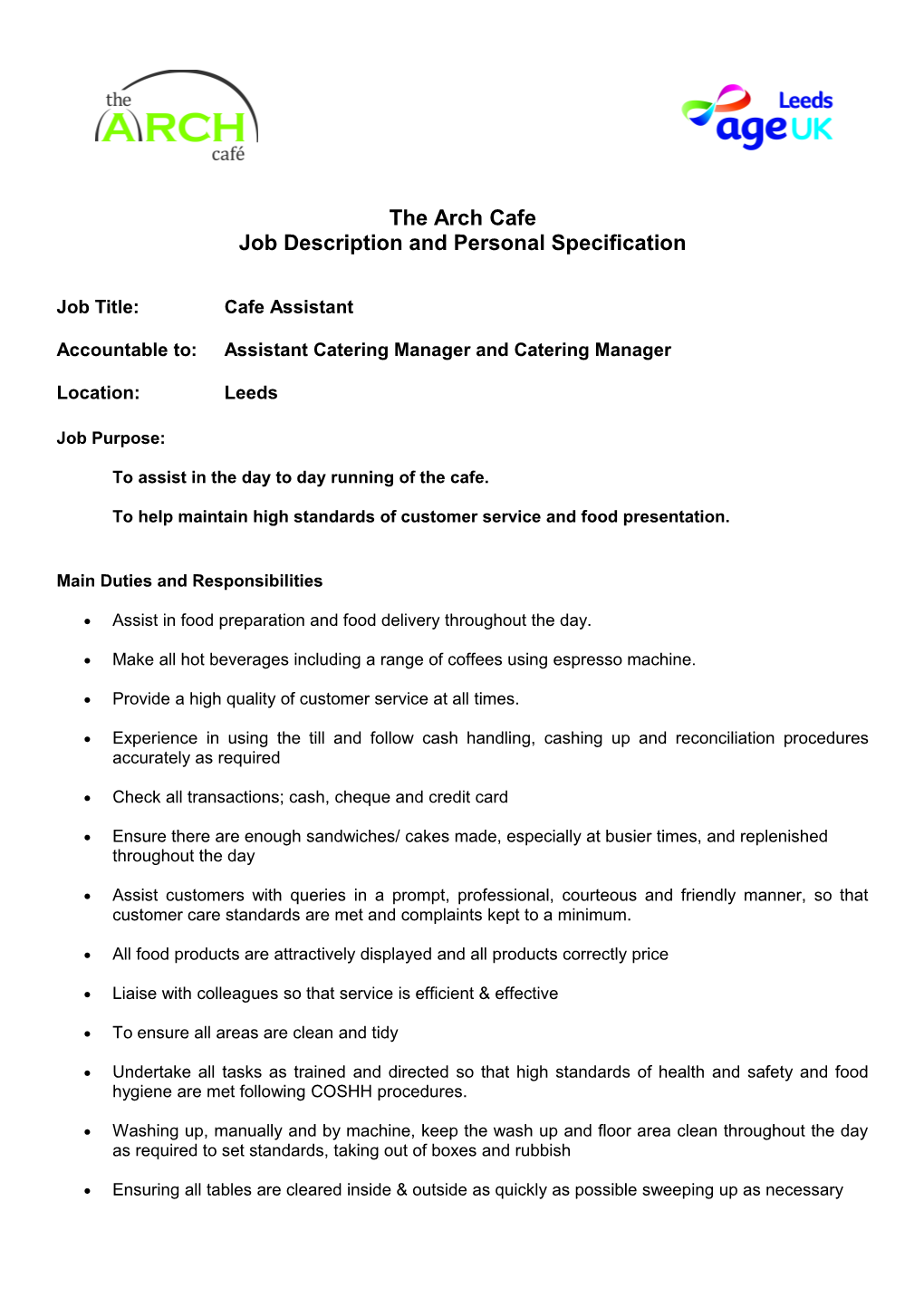 Job Description and Personal Specification