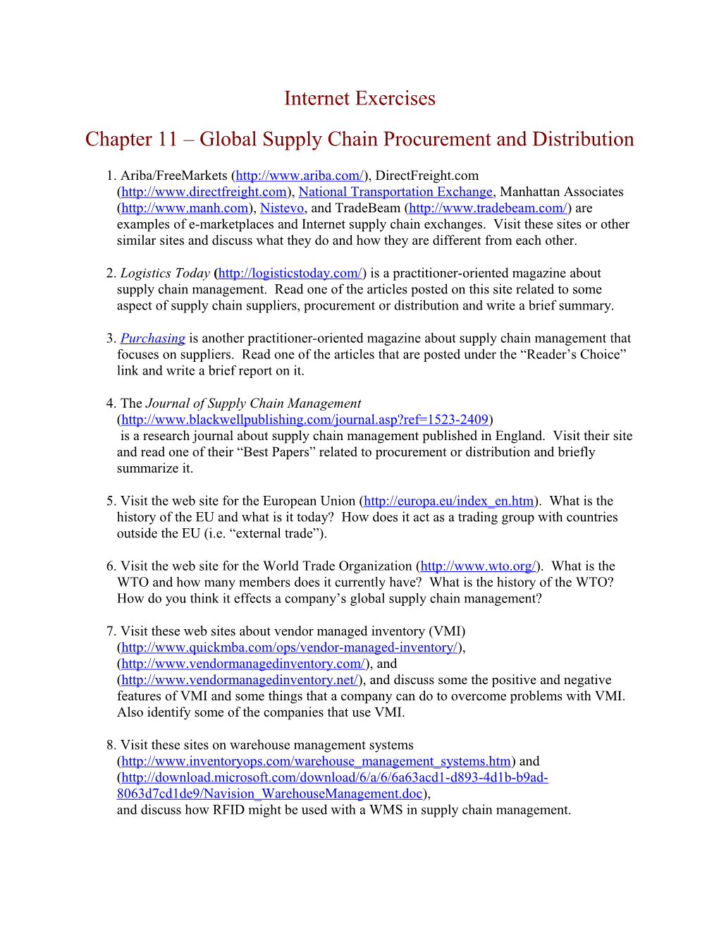 Chapter 11 Global Supply Chain Procurement and Distribution