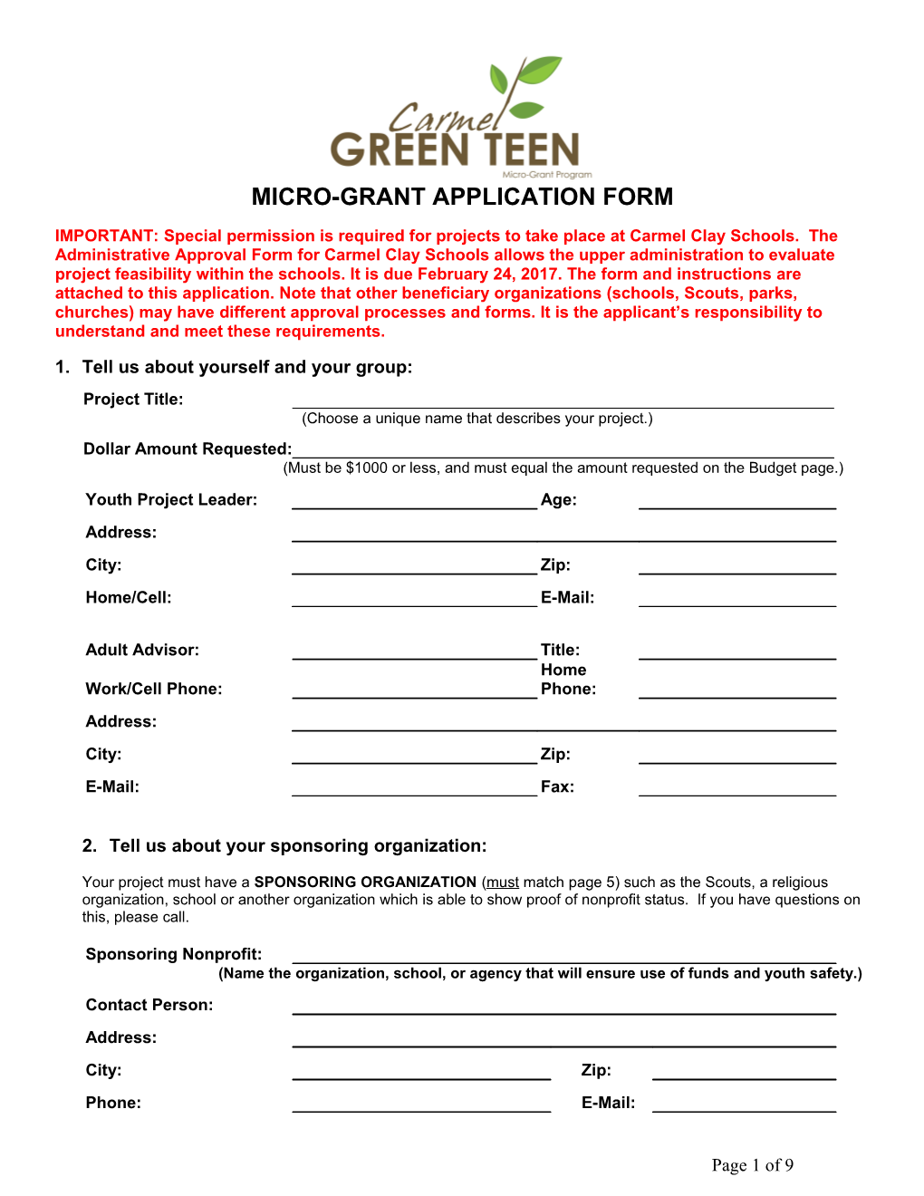 Micro-Grant Application Form