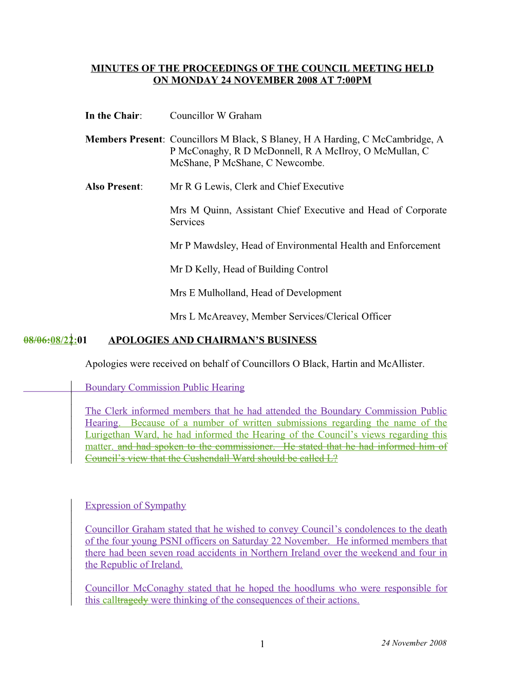 Minutes of the Proceedings of the Council Meeting Held s4
