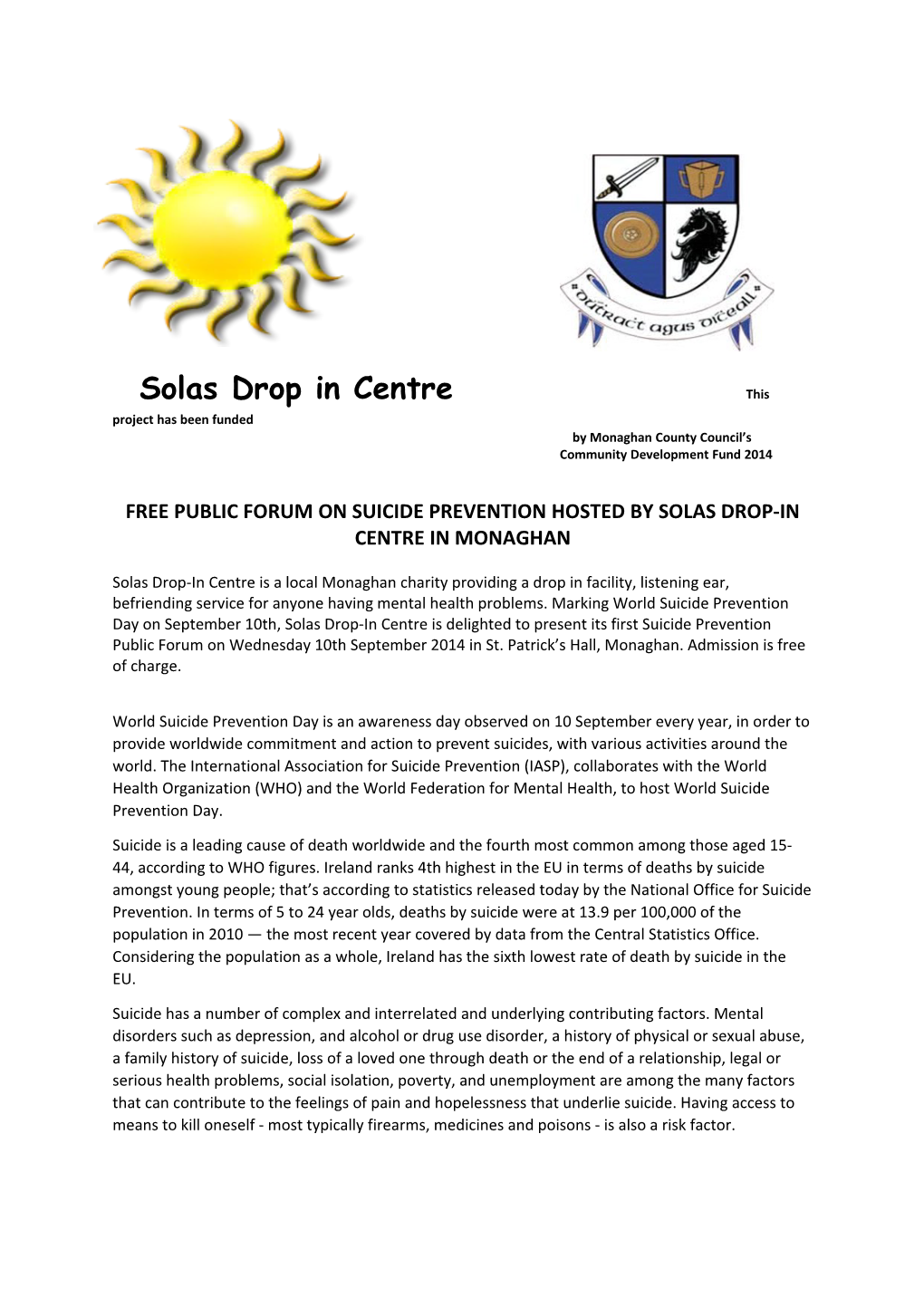 Solas Drop in Centre This Project Has Been Funded