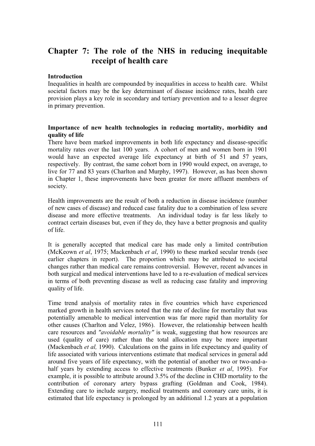 Chapter 7: the Role of the NHS in Reducing Inequitable Receipt of Health Care