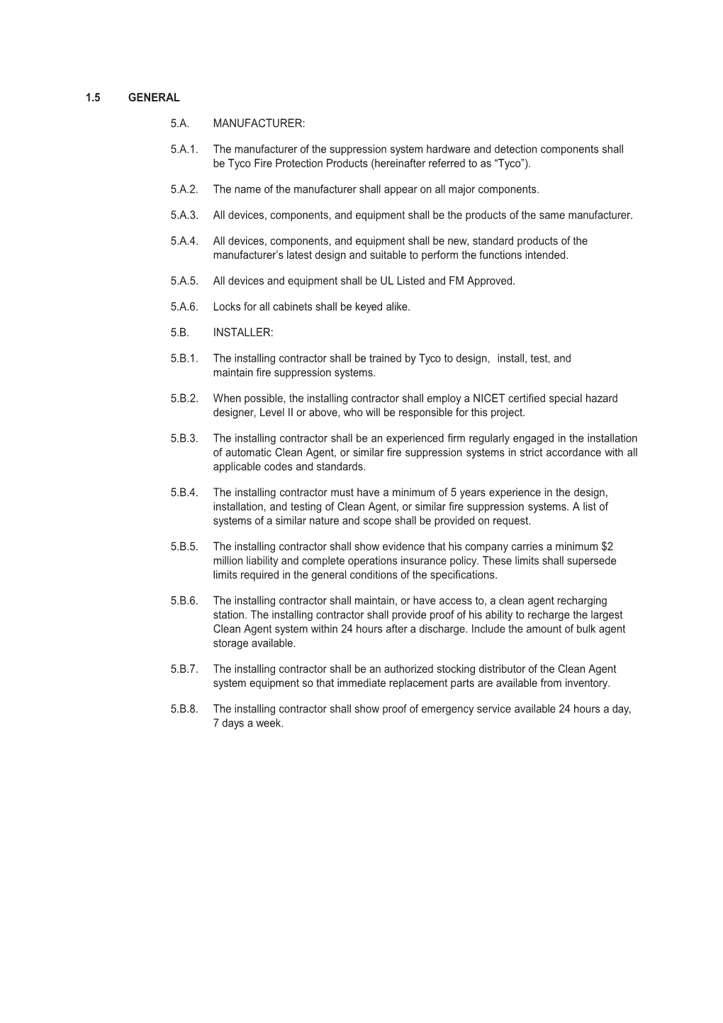 ANSUL Engineering Specifications - FM-200 Clean Agent Fire Suppression ...