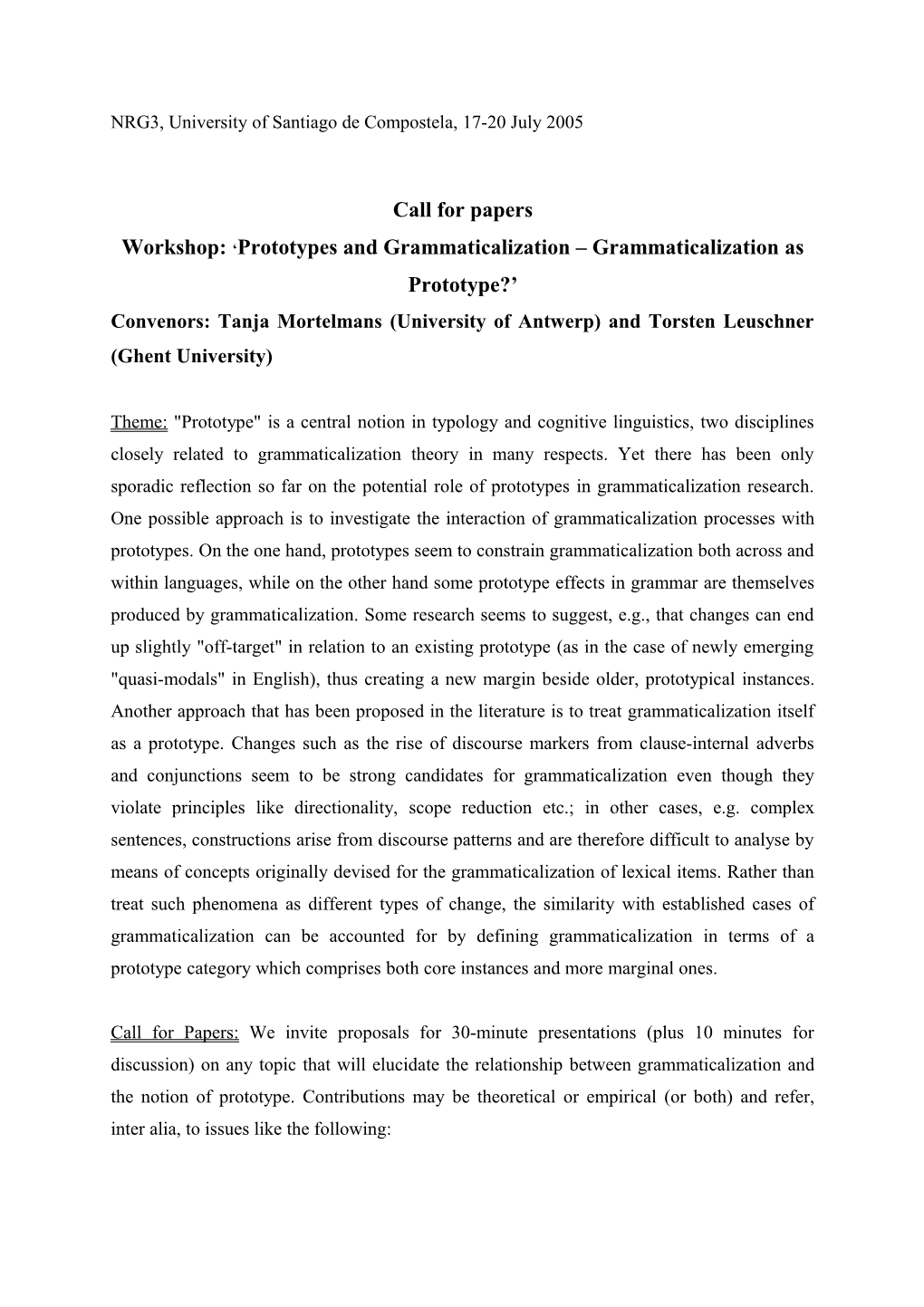 Grammaticalization As Prototype Prototype Effects in Grammaticalization