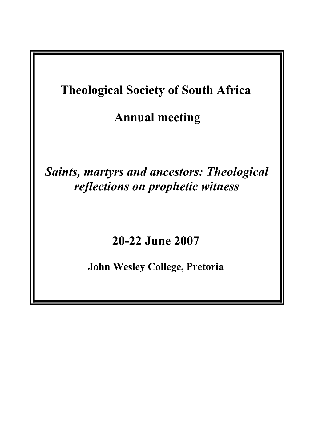 Theological Society Of