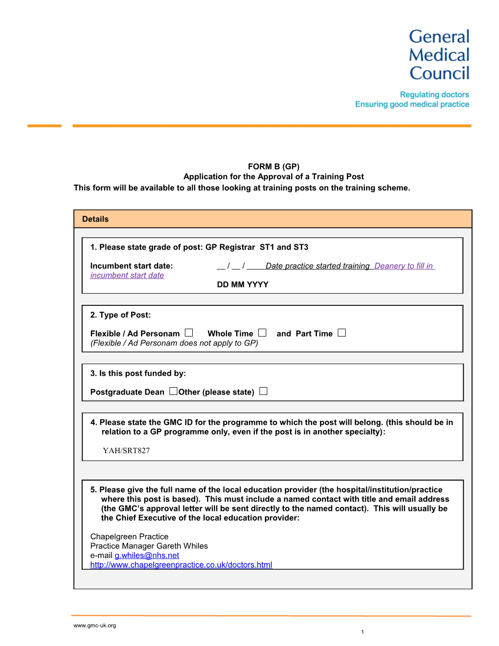 Quality Framework Operational Guide - Annex 4: Application for the Approval of a New Training