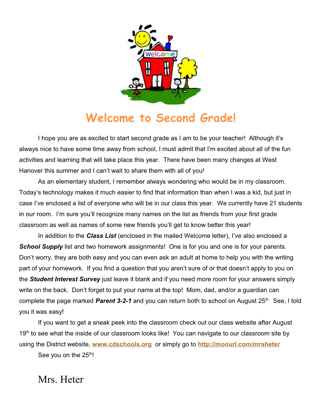Welcome to Second Grade! s1