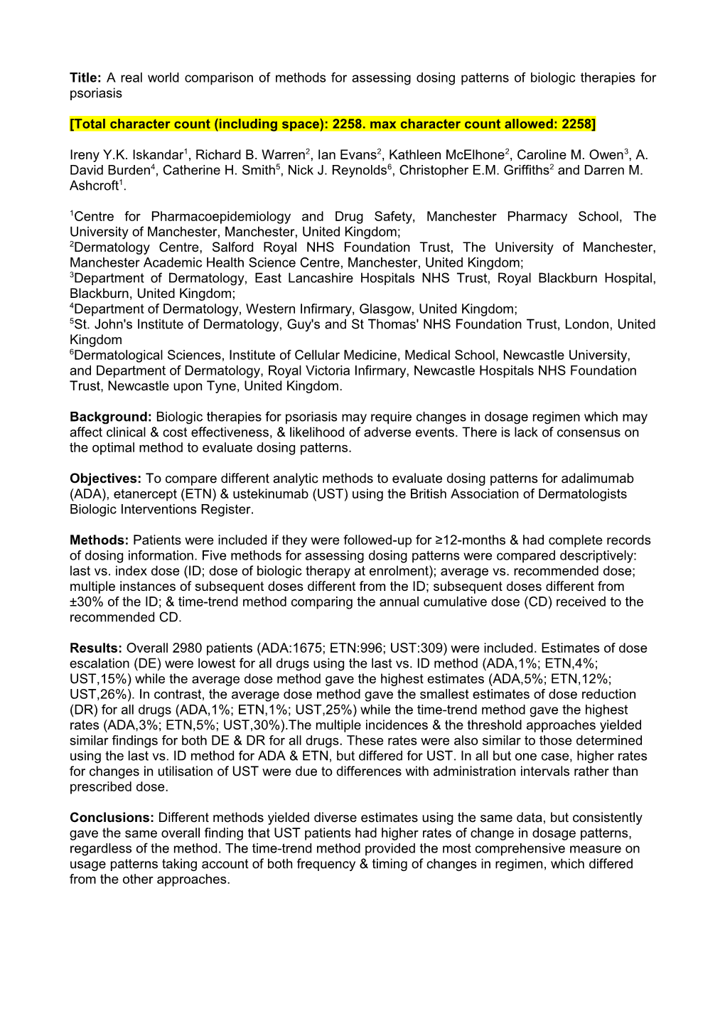 Title: a Real World Comparison of Methods for Assessing Dosing Patterns of Biologic Therapies