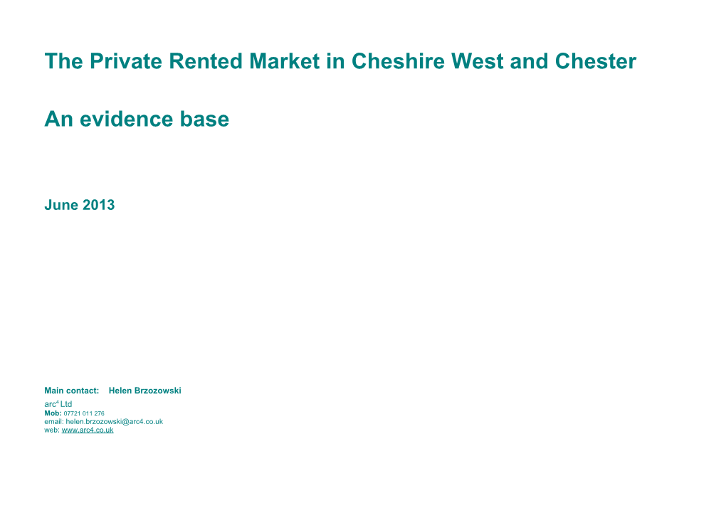 The Private Rented Market in Cheshire West and Chester