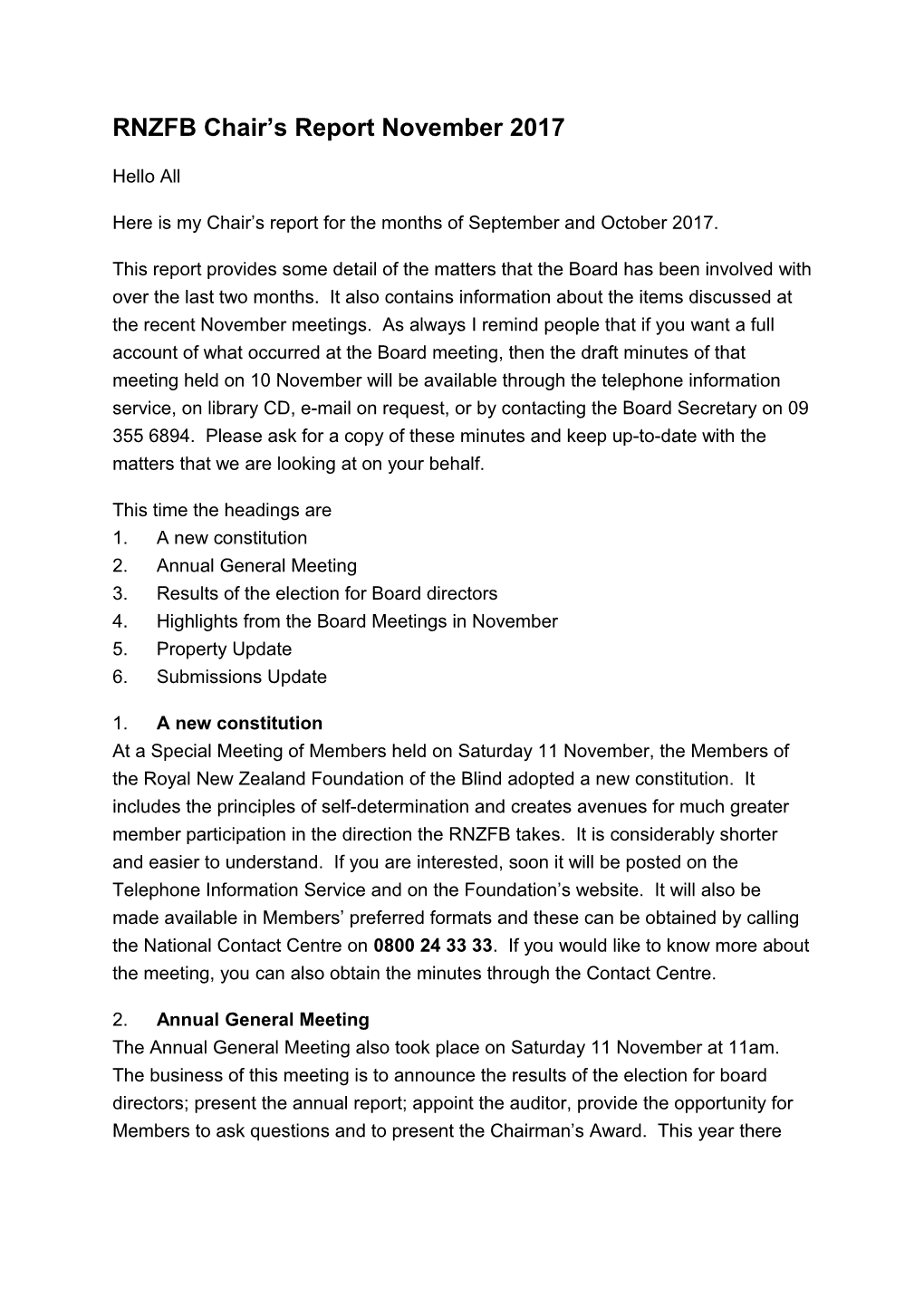 RNZFB Chair S Report November 2017