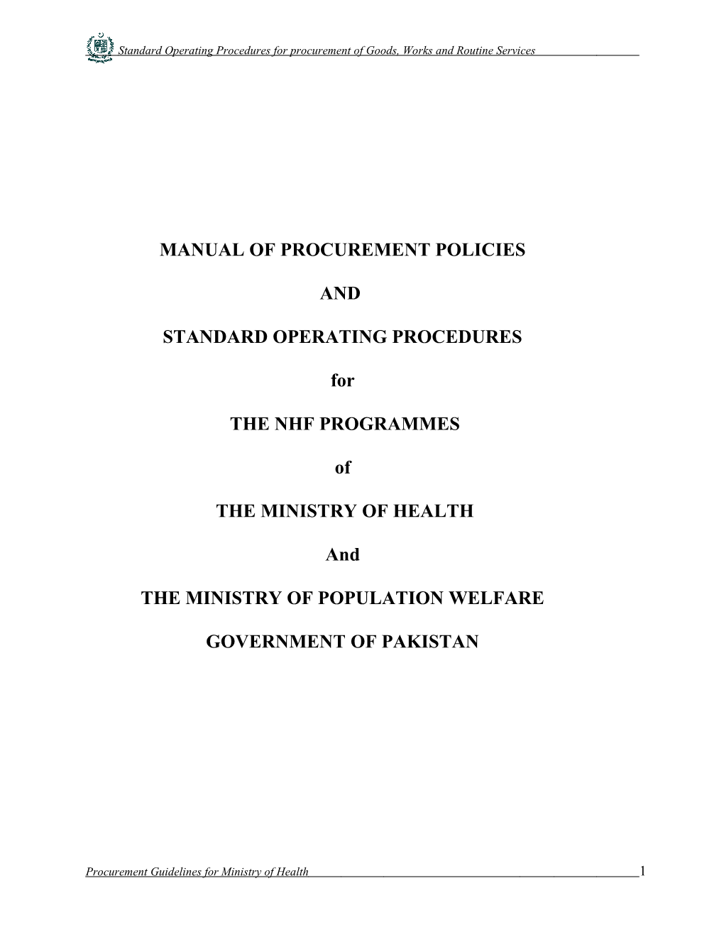 Manual of Procurement Policies