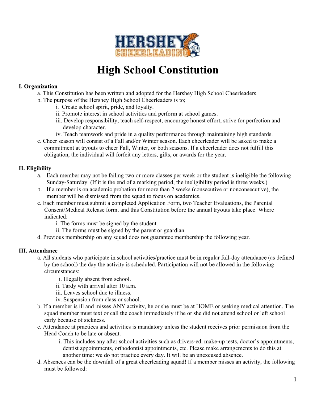High School Constitution