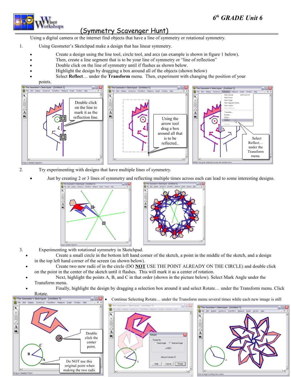 1. Using Geometer S Sketchpad Make a Design That Has Linear Symmetry